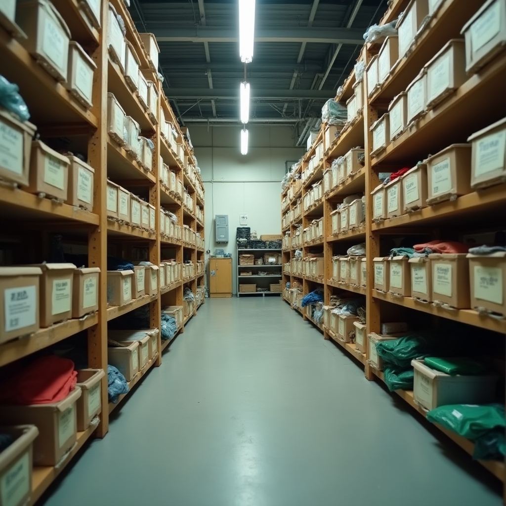 Organized material reuse storage area in a small factory
